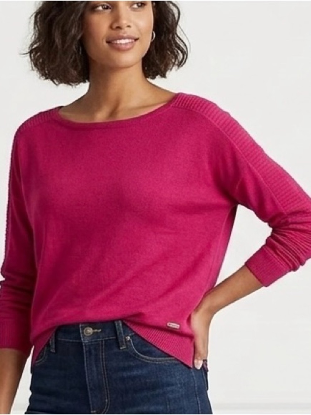 Lauren Ralph Lauren Sweater LRL Pink XL Long Sleeve Knit 100% Cotton Womens